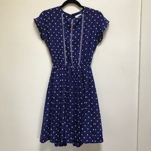 Vintage polka dot navy dress